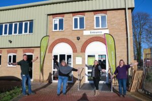 Colleagues outside the Retail Hub in Sawston