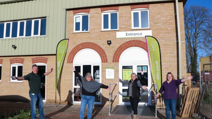 Colleagues outside the Retail Hub in Sawston