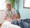 Therapist providing reflexology