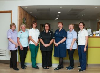 Members of the multi-disciplinary Hospice team with Carly Love (centre in black), Matron of Arthur Rank Hospice Charity’s Inpatient Unit.