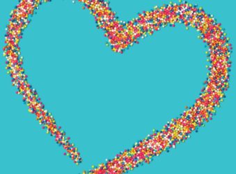 Sprinkles in a heart shape for Your Hospice Lottery's 100th draw
