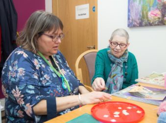 Faith Macrow, Life Celebration and Creative Activities Co-ordinator at Arthur Rank Hospice Charity shares the Life Story and celebration activity with patients.
