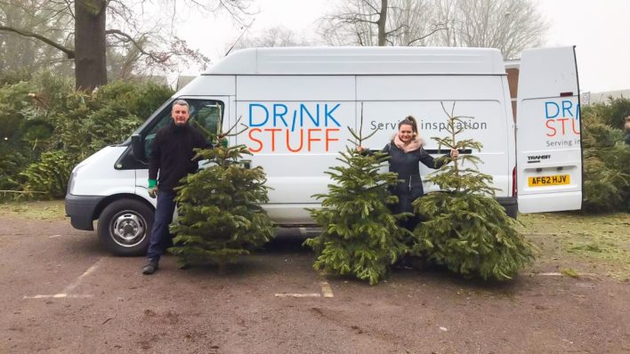 Photos of volunteers in action during the ‘treasure hunt for trees, raising funds for Arthur Rank Hospice Charity at the start of January.