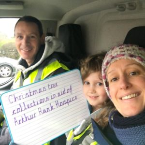 Photos of volunteers in action during the ‘treasure hunt for trees, raising funds for Arthur Rank Hospice Charity at the start of January. 