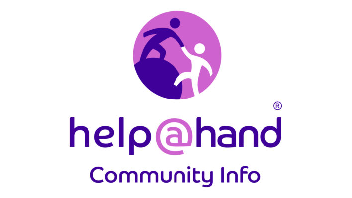Help at Hand logo with a purple circle and a dark purple stick person helping a white stick person up