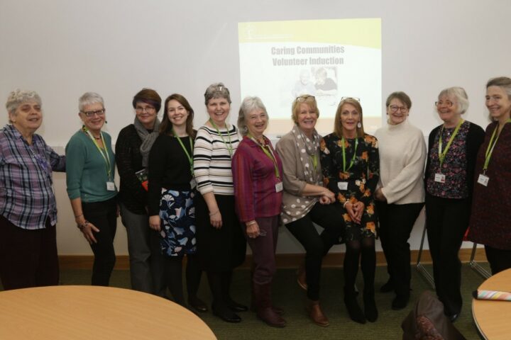 The Caring Communities volunteer team with Arthur Rank Hospice colleagues at their induction (pre-COVID)