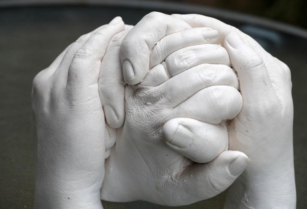 Close up of hand cast showing all the little details including texture of skin