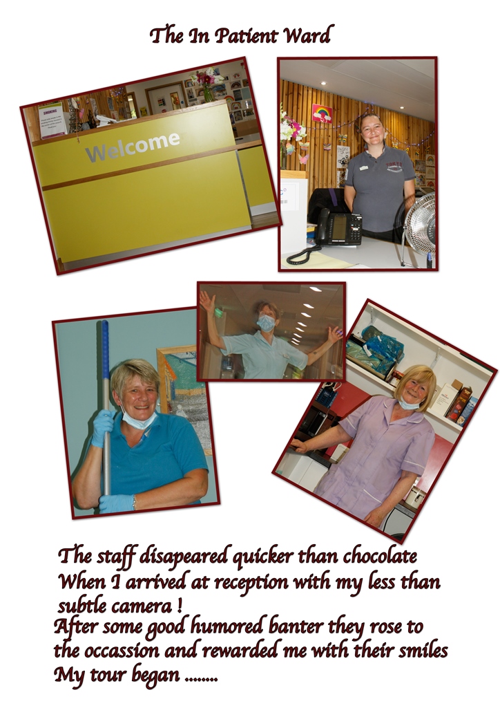 Collage of images showing colleagues from the Inpatient Unit: 'after some good humoured banter they rose to the occasion and rewarded me with their smiles'.