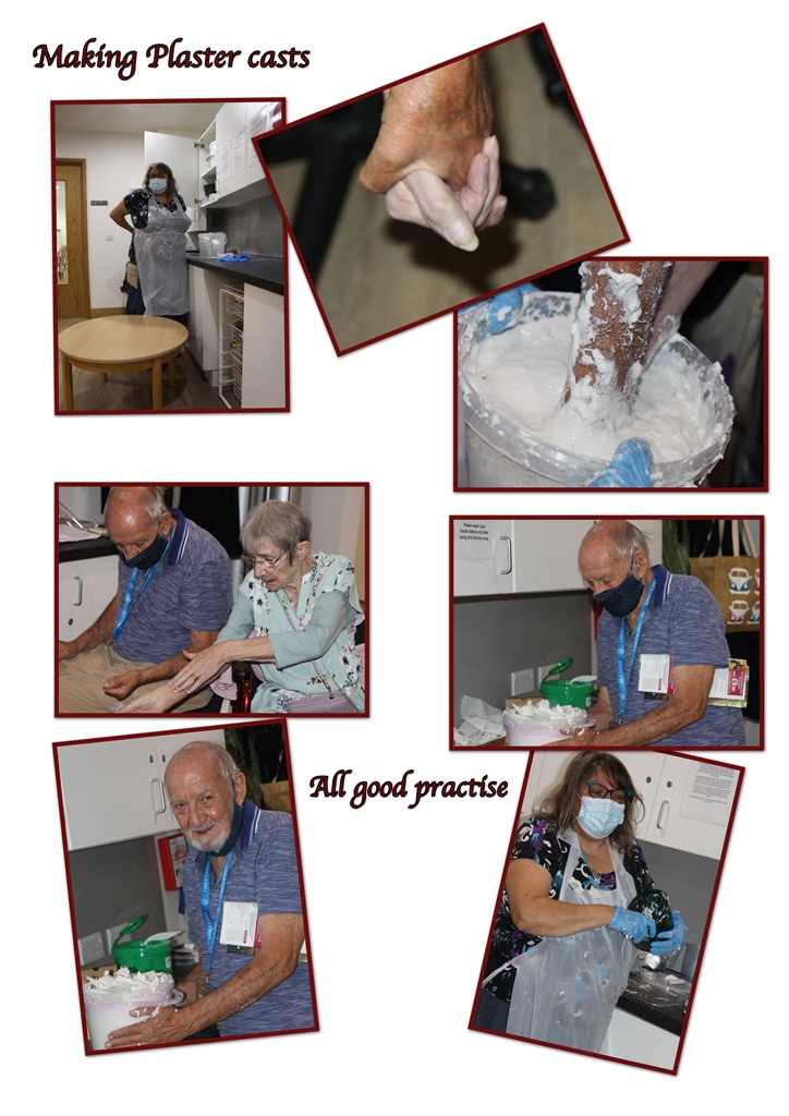 A selection of photos as Laine and husband Geoff go about making a hand cast