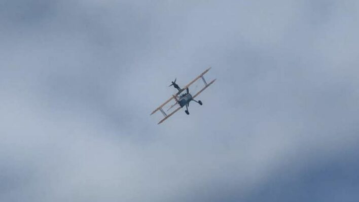 Stacey Meade taking part in a wingwalk