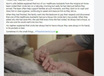 Screen shot of a Facebook story