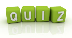 Green cubes spelling 'quiz' 