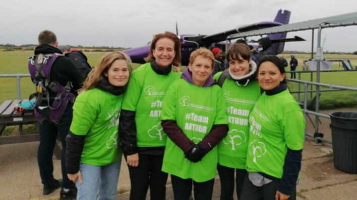 Oncology staff from Addenbrookes posing for photo