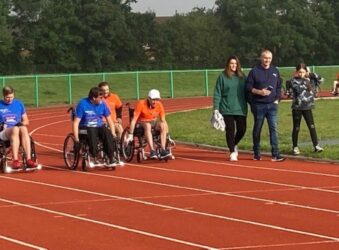 Lee Taylor and team in wheelchairs