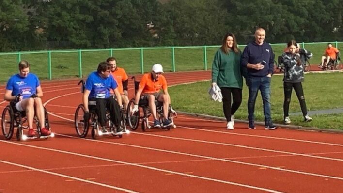 Lee Taylor and team in wheelchairs