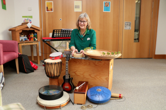 Music Therapist Helen, with her viola