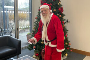 Santa draws a winter raffle ticket