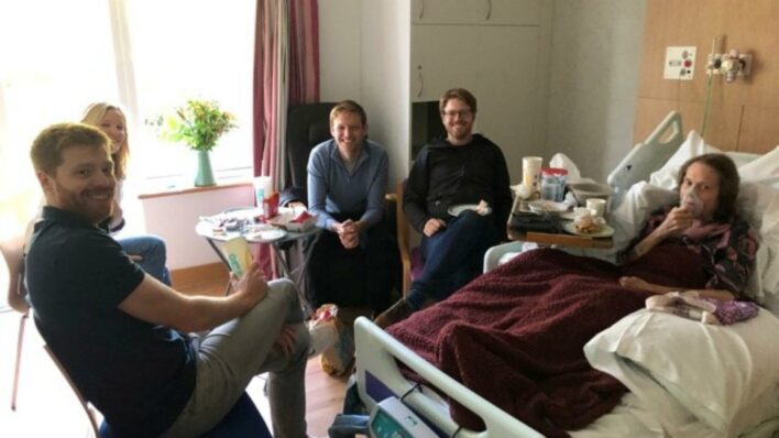 Judy with her family in her private room on the Inpatient Unit