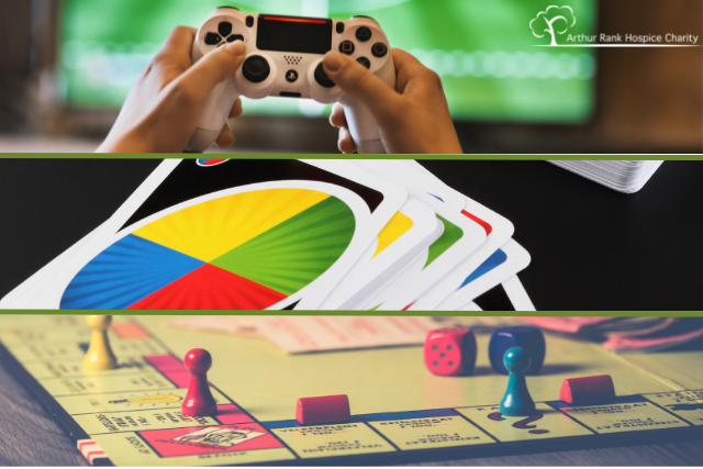 collage of games top video, middle, uno and bottom monopoly