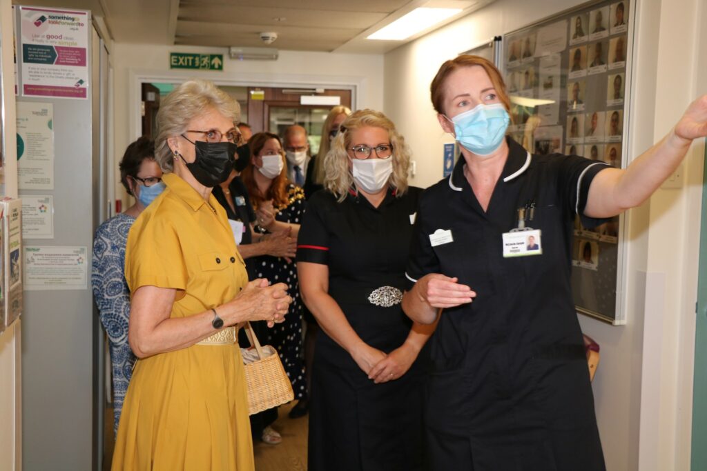 HRH Duchess of Gloucester and female nurses 