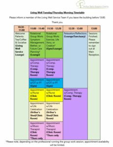 Living Well Timetable Tuesday And Thursday