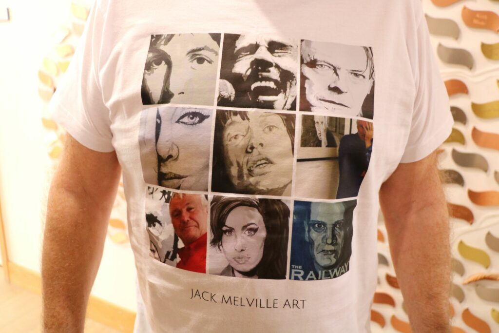 Close up of a t-shirt and art work