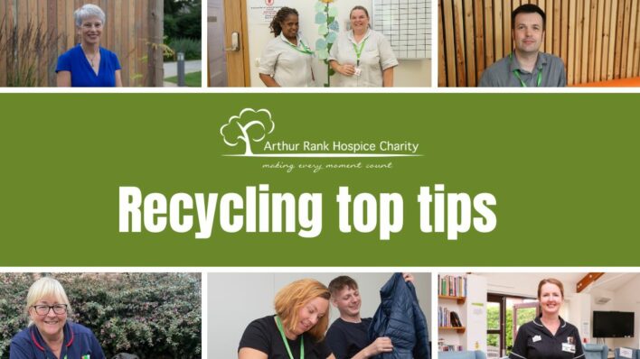 Green and photos of people recycling top tips