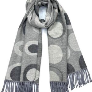 Gorgeous & Luxurious Cashmere Reversible Scarf by Butterfly of London (Circles, Silver & Grey)