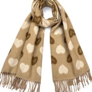 Gorgeous & Luxurious Cashmere Reversible Scarf by Butterfly of London (Hearts, Beige)
