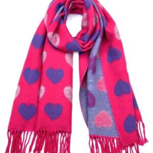 Gorgeous & Luxurious Cashmere Reversible Scarf by Butterfly of London (Hearts, Fuscia & Lilac)