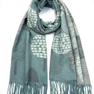 Gorgeous & Luxurious Cashmere Reversible Scarf by Butterfly of London (Tree of Life, Petrol & Grey)