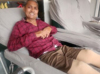 Male with bandaged legs