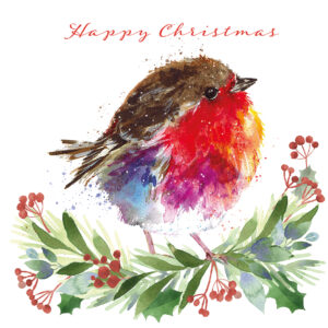 Fluffy Robin Among The Greenery - Pack of 10 Christmas Cards with Envelopes