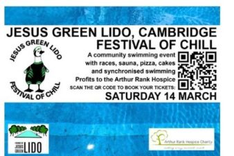 Blue and white advert