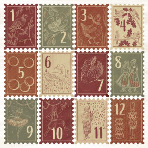 12 Days Stamps - Pack of 10 Christmas Cards & Envelopes