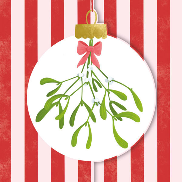 Mistletoe Bauble - Pack of 10 Christmas Cards & Envelopes