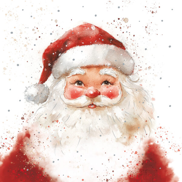 Watercolour Santa - Pack of 10 Christmas Cards & Envelopes