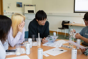 Male and females talking
