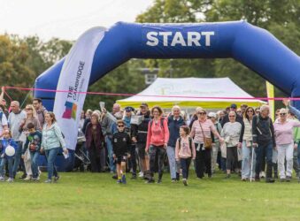 People walking at start line